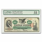 1863 $10.00 Legal Tender Abraham Lincoln AU-53 PMG (Fr#95b) NET